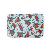 白よくはしゃぐ蓮の猿の模様 バスマット (正面)