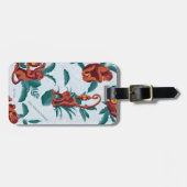 白よくはしゃぐ蓮の猿の模様 ラゲッジタグ (正面横)