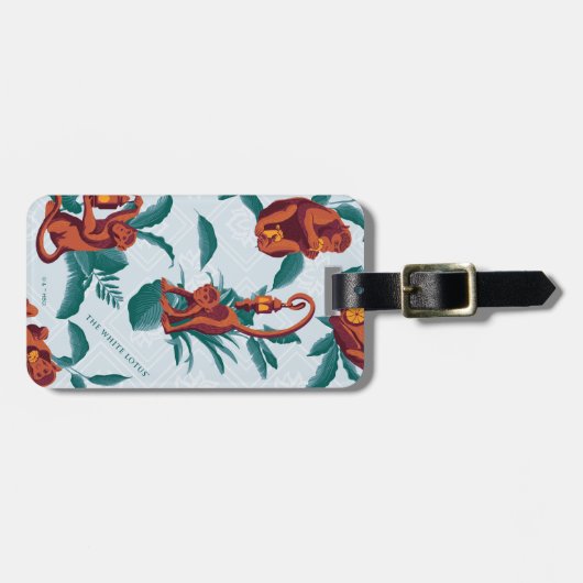 白よくはしゃぐ蓮の猿の模様 ラゲッジタグ (正面横)