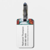 白よくはしゃぐ蓮の猿の模様 ラゲッジタグ (裏面縦)