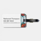 白よくはしゃぐ蓮の猿の模様 ラゲッジタグ (裏面横)