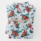 白よくはしゃぐ蓮の猿の模様 ラッピングペーパーシート (インサイチュ)