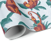 白よくはしゃぐ蓮の猿の模様 ラッピングペーパー (ロールコーナー)