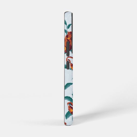 白よくはしゃぐ蓮の猿の模様 SAMSUNG GALAXYケース (右側面)