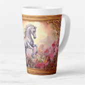 白よくはしゃぐ馬 カフェラテマグ (右アングル)