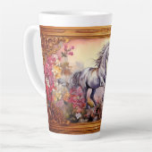 白よくはしゃぐ馬 カフェラテマグ (左アングル)