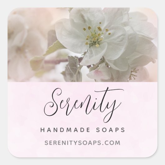 白りんご花写真事業 スクエアシール (正面)