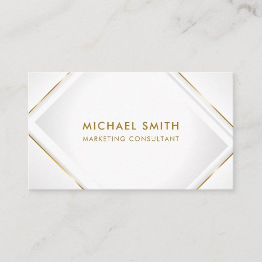 白を消去 |正方形フレームの金ゴールド線 名刺 (正面)