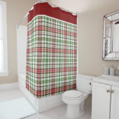 白を離れた農家のクリスマスの格子縞の赤い緑 シャワーカーテン (インサイチュ)