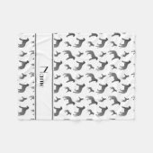 白アイリパーソナライズされたッシュの狼の犬の名前 フリースブランケット (正面(横))