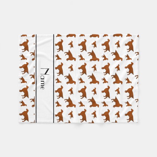 白アイリパーソナライズされたッシュセッター犬の名前 フリースブランケット (正面(横))