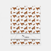 白アイリパーソナライズされたッシュセッター犬の名前 フリースブランケット (正面)