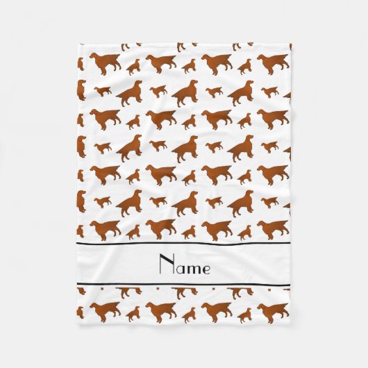 白アイリパーソナライズされたッシュセッター犬の名前 フリースブランケット (正面)