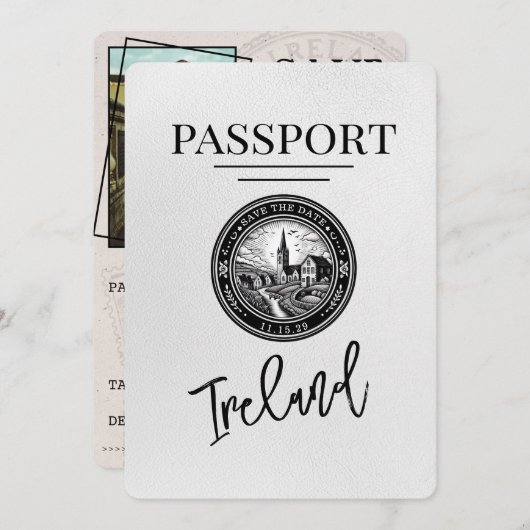 白アイルランドのパスポート保存日 セーブザデート (正面/裏面)