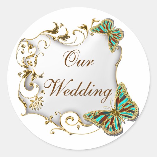 白アクア金ゴールド印 ラウンドシール (正面)