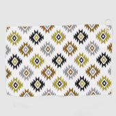 白アステカ模様のBWブロンズ灰色金ゴールド記号 ゴルフタオル (横)