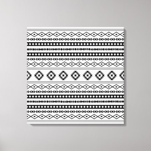 白アステカ混合モチーフのパターン キャンバスプリント (正面)