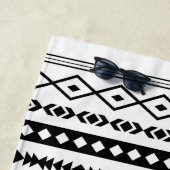 白アステカ混合モチーフのパターン ビーチタオル (インサイチュ)