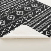 白アステカ灰色の黒の混合モチーフ シェルパブランケット (3/4)