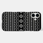 白アステカ灰色の黒の混合モチーフ Case-Mate iPhoneケース (裏面 (横))