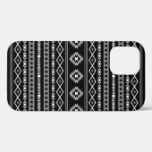 白アステカ灰色の黒の混合モチーフ Case-Mate iPhoneケース (裏面 (横))