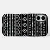 白アステカ灰色の黒の混合モチーフ Case-Mate iPhoneケース (裏面 (横))