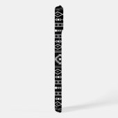 白アステカ灰色の黒の混合モチーフ iPhoneケース (右側面)