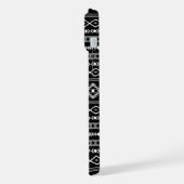 白アステカ灰色の黒の混合モチーフ iPhoneケース (左側面)