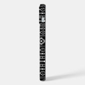 白アステカ灰色の黒の混合モチーフ iPhoneケース (左側面)