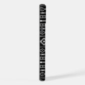 白アステカ灰色の黒の混合モチーフ iPhoneケース (右側面)