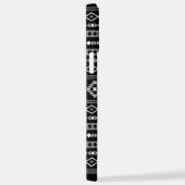 白アステカ灰色の黒の混合モチーフ iPhoneケース (右側面)