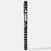 白アステカ灰色の黒の混合モチーフ iPhoneケース (左側面)