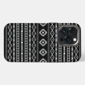 白アステカ灰色の黒の混合モチーフ iPhoneケース (裏面横)