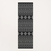 白アステカ灰色の黒の混合モチーフRptパターン ヨガマット (正面)