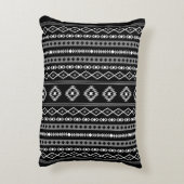 白アステカ灰色の黒の混合モチーフVパターン アクセントクッション (裏面(縦))