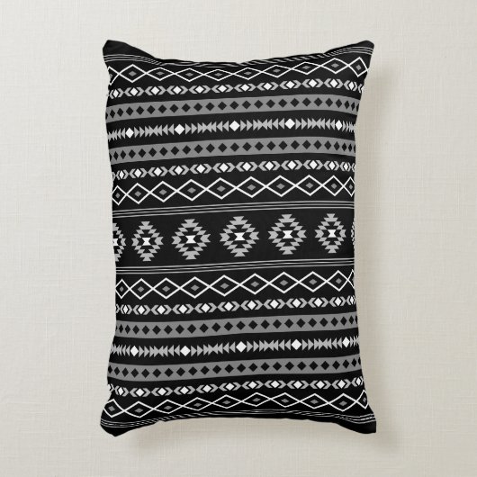 白アステカ灰色の黒の混合モチーフVパターン アクセントクッション (正面(垂直))