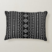 白アステカ灰色の黒の混合モチーフVパターン アクセントクッション (裏面)