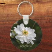 白アネモネガーデンフラワーパーソナライズされたズ キーホルダー (正面)