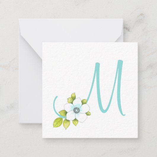 白アネモネ水彩ペン&水彩フラワー ノートカード (正面)