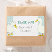 白アヒルのドット結婚の感謝ステッカー ラベル (インサイチュ)