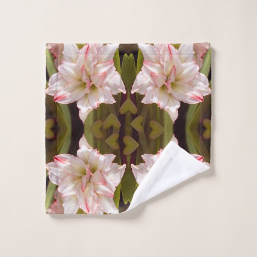 白アマリリスまたは二重花ヒッペアストラム バスタオルセット (ウォッシュタオル)