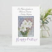 白アマリリス花イースターグリーティング シーズンカード (スタンド正面)