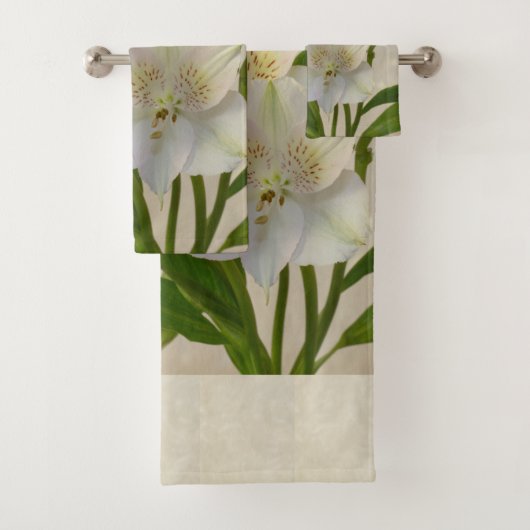 白アルストメリアの花 バスタオルセット (インサイチュ)