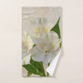 白アルストメリアの花 バスタオルセット (ハンドタオル)