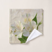 白アルストメリアの花 バスタオルセット (ウォッシュタオル)