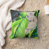 白アルムリリー水彩熱帯フローラ クッション (ブランケット)