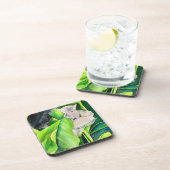 白アルムリリー水彩熱帯フローラ コースター (右側)