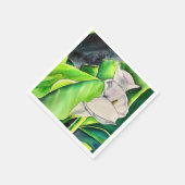 白アルムリリー水彩熱帯フローラ スタンダードカクテルナプキン (角)
