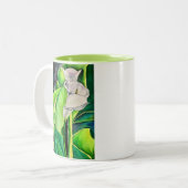白アルムリリー水彩熱帯フローラ ツートーンマグカップ (正面左)