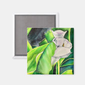 白アルムリリー水彩熱帯フローラ マグネット (正面/裏面)